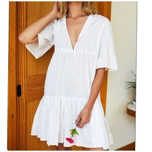 Emerson Fry Isla Dress In White Swiss Dot